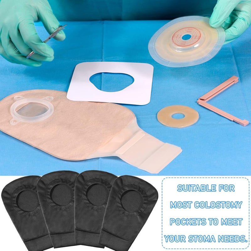 Jutom 4 Pcs Black Ostomy Bag Cover Ostomy Pouch Cover Odor Control Stretchy Bag Washable Pouch Liner for Women Men Lightweight Care Protector Protective(2.8 Inch Diameter) - Image 5